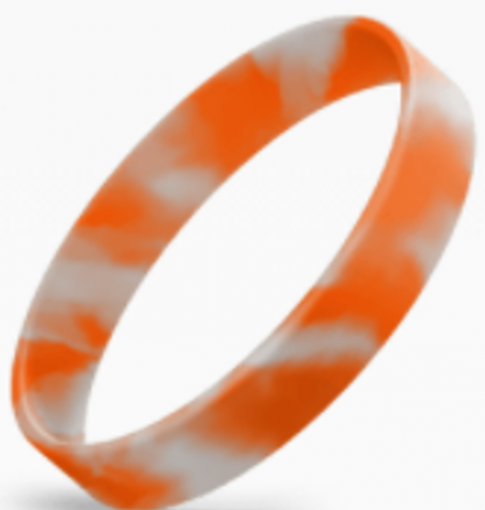Orange and White Swirl 1/2" Silicone Wristband main image